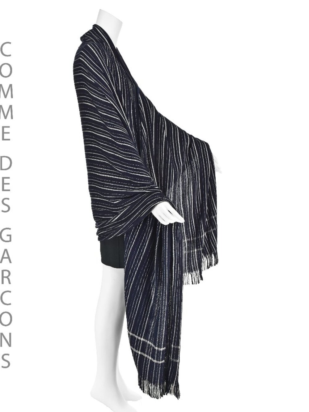 Rare 1980s COMME DES GARCONS Dark Blue & White Unisex Wrap by Rei Kawakubo